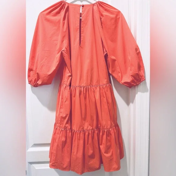 Cinq a Sept Puffed Sleeve Neon Coral
Lynn Dress w Front Bow Detailing - Picture 6 of 12
